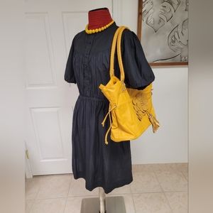 J Crew Black Dress with necklace and bag outfit bindle NWT Size TL